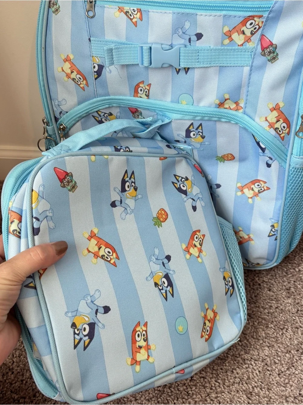 Bluey New Kids 4 Piece School Backpack, Lunchbox, Headphones, and Keychain Set